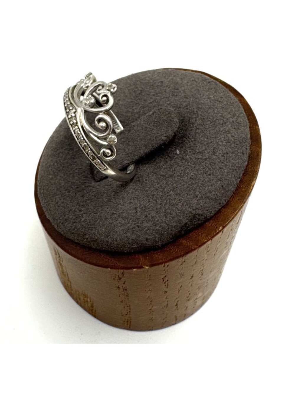Sterling Silver 925 Scroll Design Crown Band 1.75mm Width Ring Size 6.5 - Picture 2 of 8